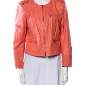 Alice + Olivia Lamb Leather Biker Jacket